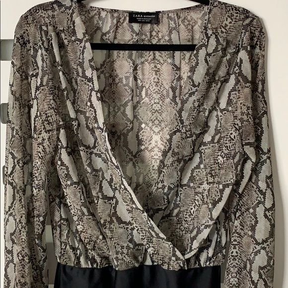 Zara Snakeprint Blouse/Bodysuit - Picture 2 of 6